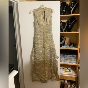 Nicole Miller designer dress. Formal attire. Metallic. Sleeveless.